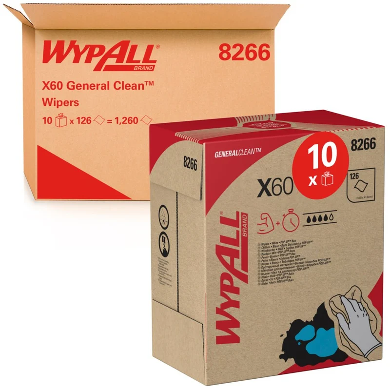 WypAll® X60 Genral Clean - Zupfbox / Weiß - 10 Boxes x 126 Sheets | Karton (10 Boxen)