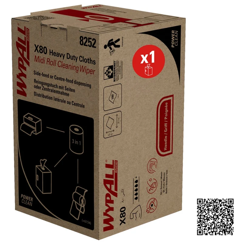 WypAll® X80 PowerClean - Midi Roll / Weiß - 1 Box x 180 Sheets | Karton (1 Box)