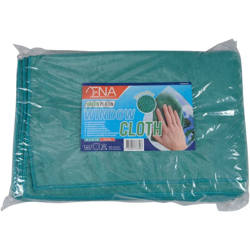 Mikrofasertuch ENA Platin Fenstertuch, 40x50 cm, Grün | Packung (10 Stück)