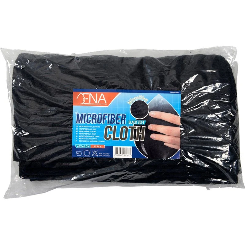 Mikrofasertuch, ENA Soft, 40x40 cm, Schwarz | Packung (10 Stück)
