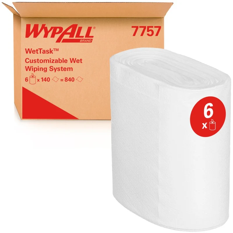 WypAll® Wettask™ Wischtücher - Rolle / Weiß - 6 Refills x 140 Sheets | Karton (6 Rollen)