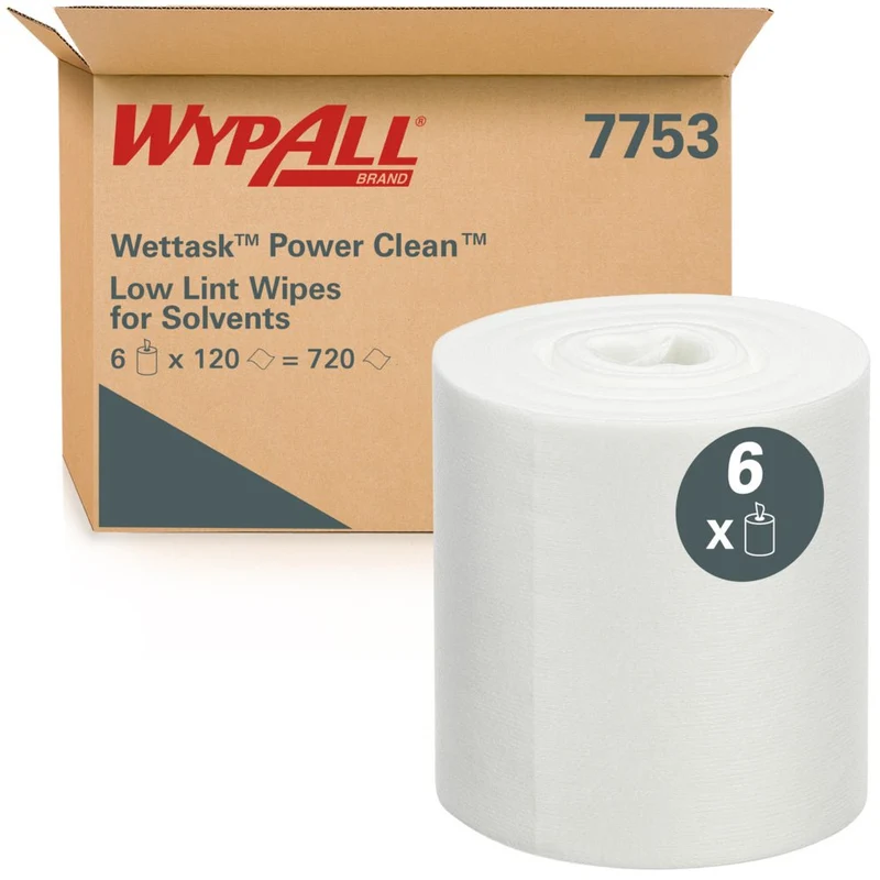 WypAll® Wettask™ PowerClean - Rolls / Weiß - 6 Refills x 120 Sheets | Karton (6 Rollen)