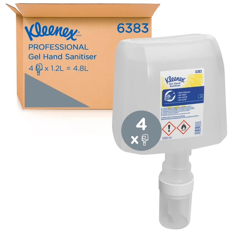 Kleenex® Extra Gel Händedesinfizieren - Kassette / Transparent /1.2 Ltr - 4 Electronic Cassettes | Karton (4 Kartuschen)