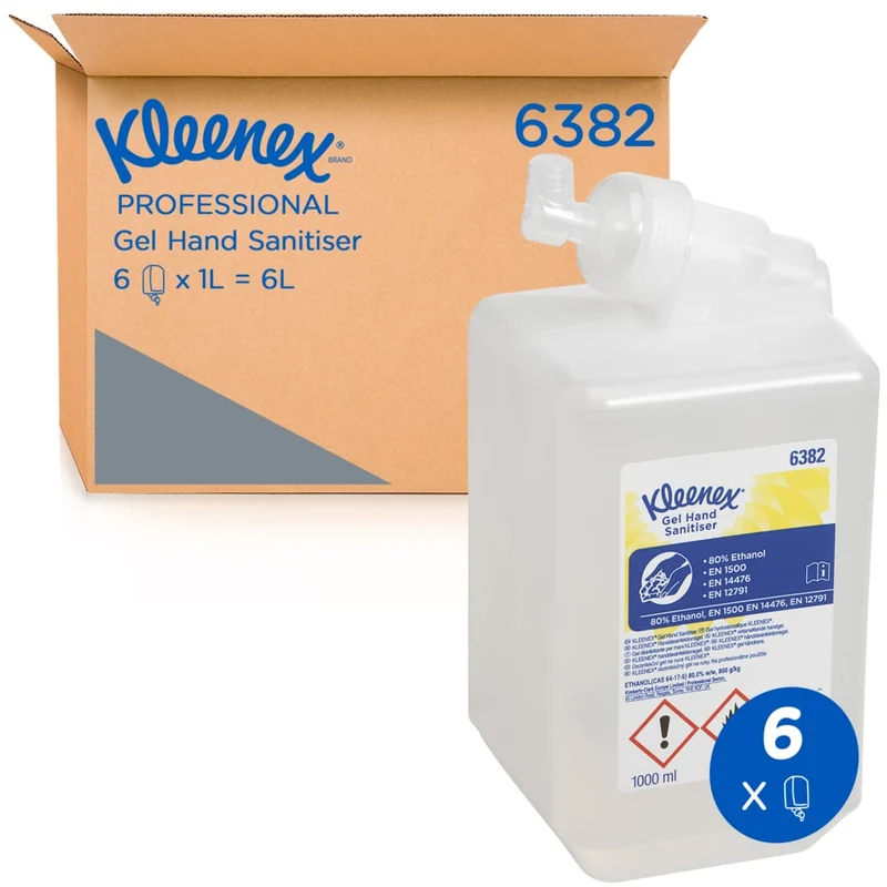 Kleenex® Extra Gel Händedesinfizieren - Kassette / Transparent /1 Ltr - 6 Cassettes | Karton (6 Kartuschen)