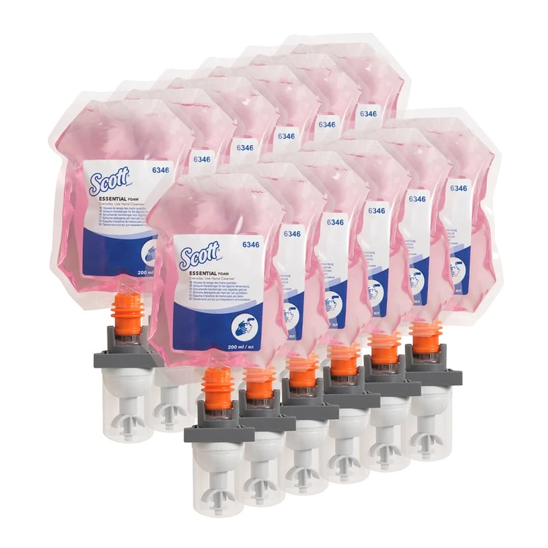 Scott® ESSENTIAL™ Schaumseife für die tägliche Verwendung - Kassette / Rosa /200ml - 12 Cassettes | Karton (12 Spenderbeutel)