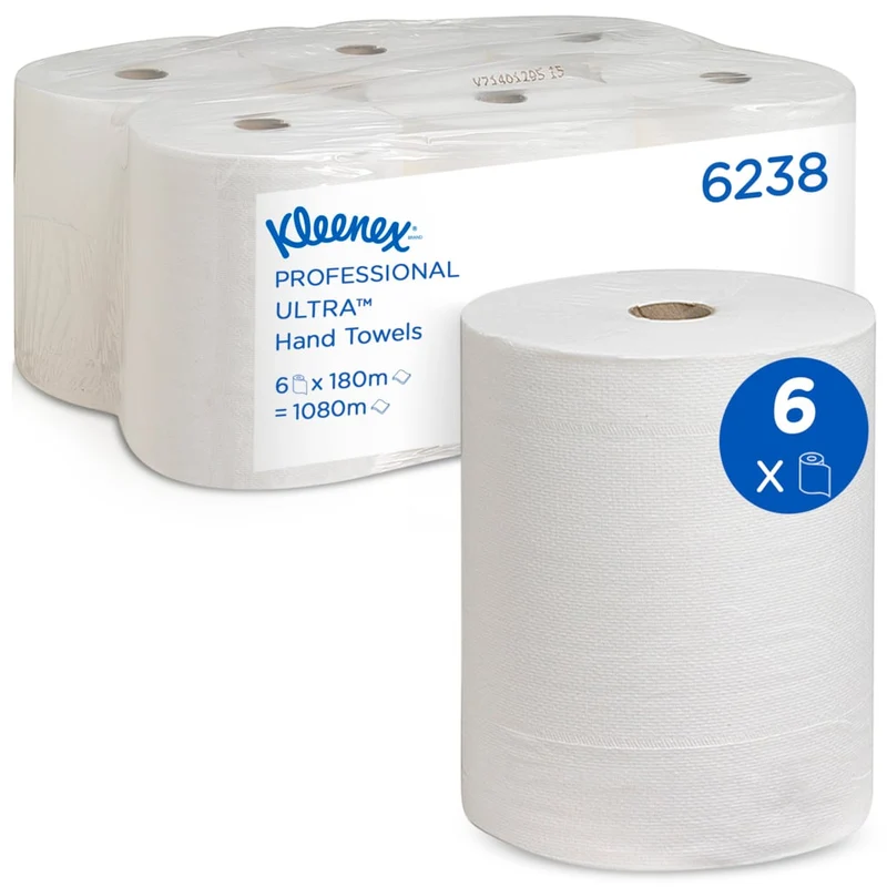 Kleenex® Ultra™ Handtücher - Rolle / Weiß - 6 Rolls x 1 Sheet | Karton (6 Rollen)