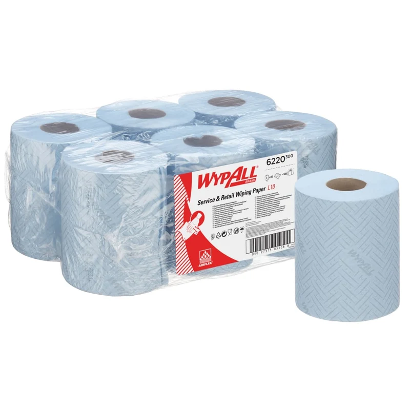 WypAll® Reach™ Papierwischtuch für die Reinigung im Service & Einzelhandel - Zentralentnahme / Blau - 6 Rolls x 280 Sheets | Karton (6 Rollen)