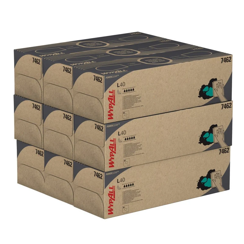 WypAll® L40 PowerClean - Zupfbox / Weiß - 9 Boxes x 90 Sheets | Karton (9 Boxen)