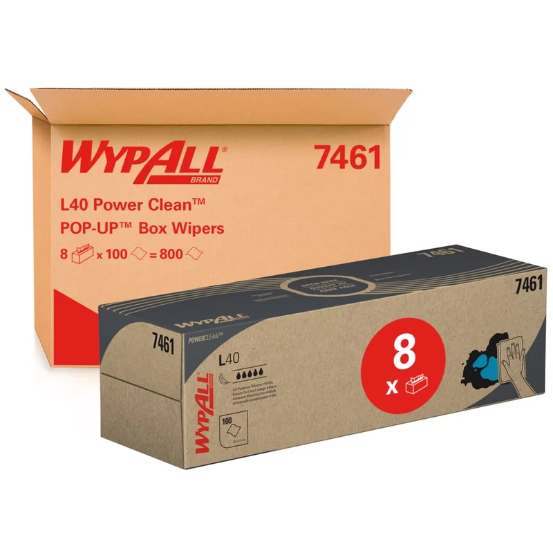 WypAll® L40 PowerClean - Zupfbox / Weiß - 8 Cartons x 100 Sheets | Karton (8 Boxen)
