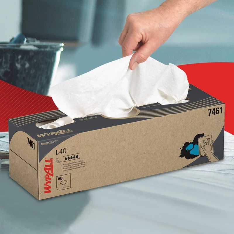 WypAll® L40 PowerClean - Zupfbox / Weiß - 8 Cartons x 100 Sheets | Karton (8 Boxen)