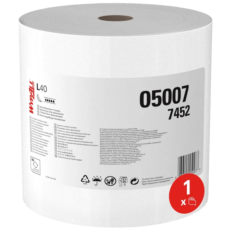 WypAll® L40 PowerClean - Großrolle / Weiß - 1 Roll x 750 Sheets | Karton (1 Rolle)