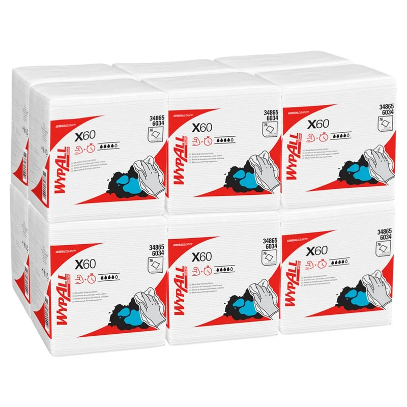 WypAll® X60 Genral Clean - Viertelgefaltet / Weiß - 12 Bags x 76 Sheets | Karton (12 Beutel)