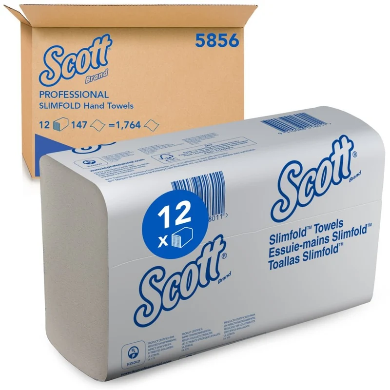 Scott® SLIMFOLD Handtücher - gefaltet / Weiß - 16 Clips x 110 Sheets | Karton (16 Päckchen)