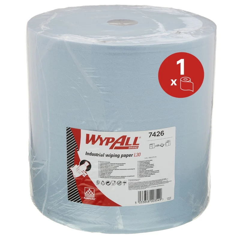 WypAll® L30 Papierwischtuch für industrielle Reinigungsaufgaben - Großrolle - Extra breit / Blau - 1 Roll x 670 Sheets | Karton (1 Rolle)