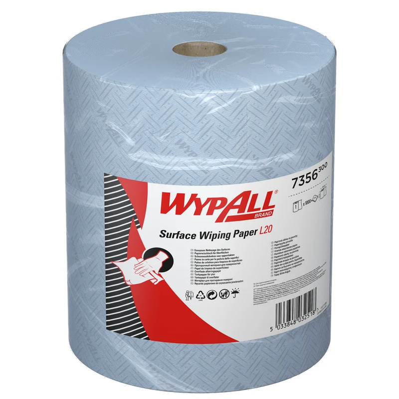 WypAll® L20 Papierwischtuch für Oberflächen - Großrolle - Extra breit / Blau - 1 Roll x 1000 Sheets | Karton (1 Rolle)