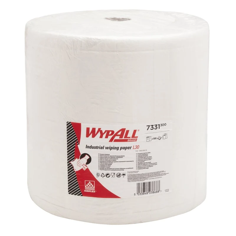 WypAll® L30 Papierwischtuch für industrielle Reinigungsaufgaben - Großrolle - Extra breit & lang / Weiß - 1 Roll x 1000 Sheets | Karton (1 Rolle)