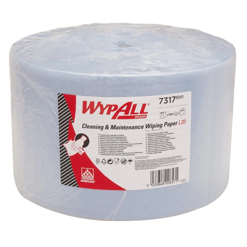 WypAll® L20 Papierwischtuch für Instandhaltungsarbeiten - Großrolle - Extra breit / Blau - 1 Roll x 1000 Sheets | Karton (1 Rolle)