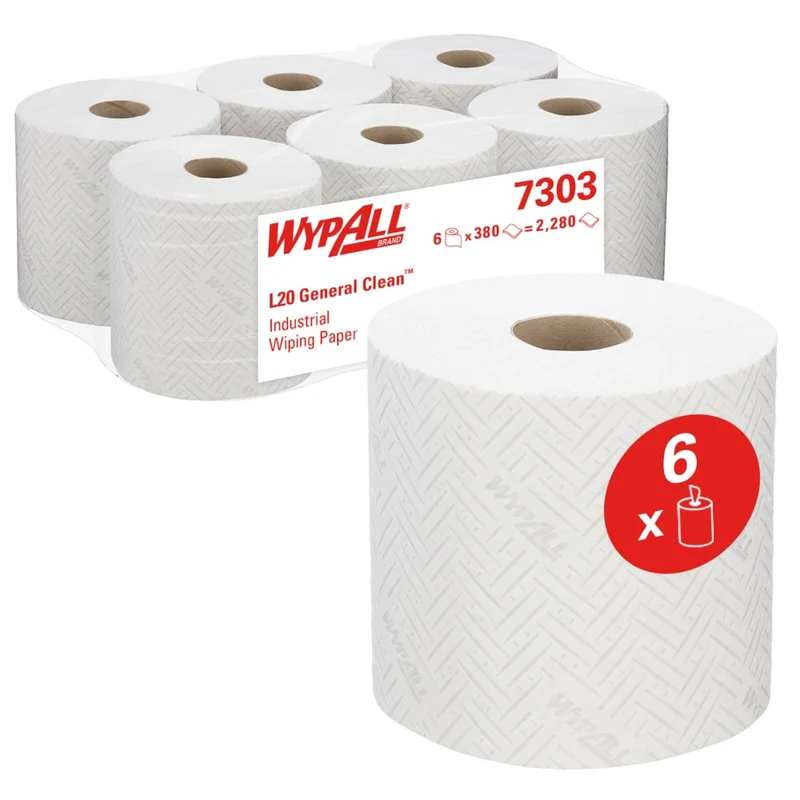 WypAll® L20 Papierwischtuch für industrielle Reinigungsaufgaben - Zentralentnahme / 38.00 cm x 18.30 cm