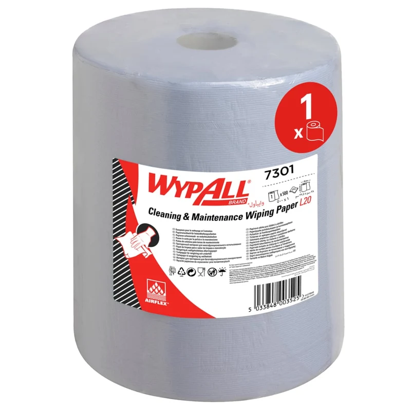 WypAll® L20 Papierwischtuch für Instandhaltungsarbeiten - Großrolle - Extra breit / Blau - 1 Roll x 500 Sheets | Karton (1 Rolle)