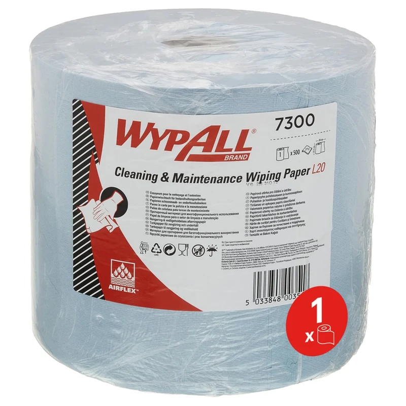 WypAll® L20 Papierwischtuch für Instandhaltungsarbeiten - Großrolle / Blau - 1 Roll x 500 Sheets | Karton (1 Rolle)