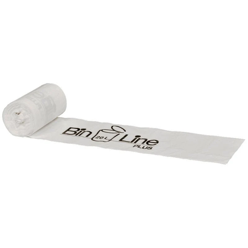 Bin Line Beutel Plus 20 L, 355x775 mm, 20 my LLDPE, Weiß | Rolle (15 Beutel)