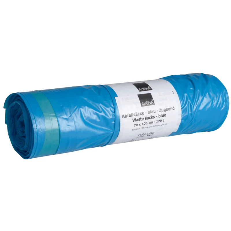 Abfallsäcke 120 L, m. Zugband 700x1050mm 38 my Blau | Rolle (25 Beutel)