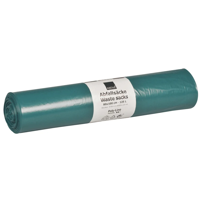 Abfallsäcke 125 L, 800x1000 mm, 48 my LDPE, Blau | Rolle (25 Beutel)