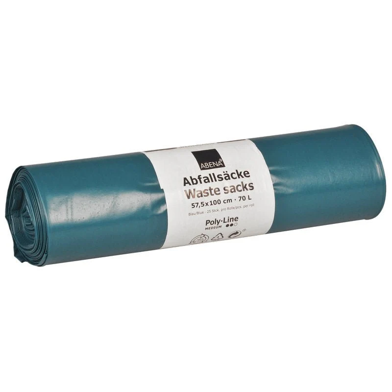 Abfallsäcke 70 L, 575x1000 mm, 48 my LDPE, Blau | Rolle (25 Beutel)