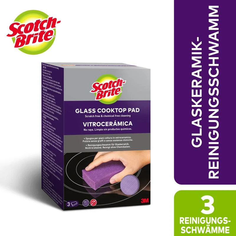 Scotch-Brite™ Glaskeramik-Reinigungsschwamm, 3 Stück pro Packung | Packung (3 Schwämme)