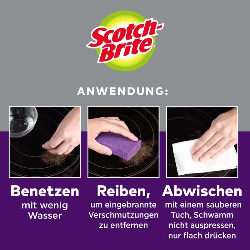Scotch-Brite™ Glaskeramik-Reinigungsschwamm, 3 Stück pro Packung | Packung (3 Schwämme)