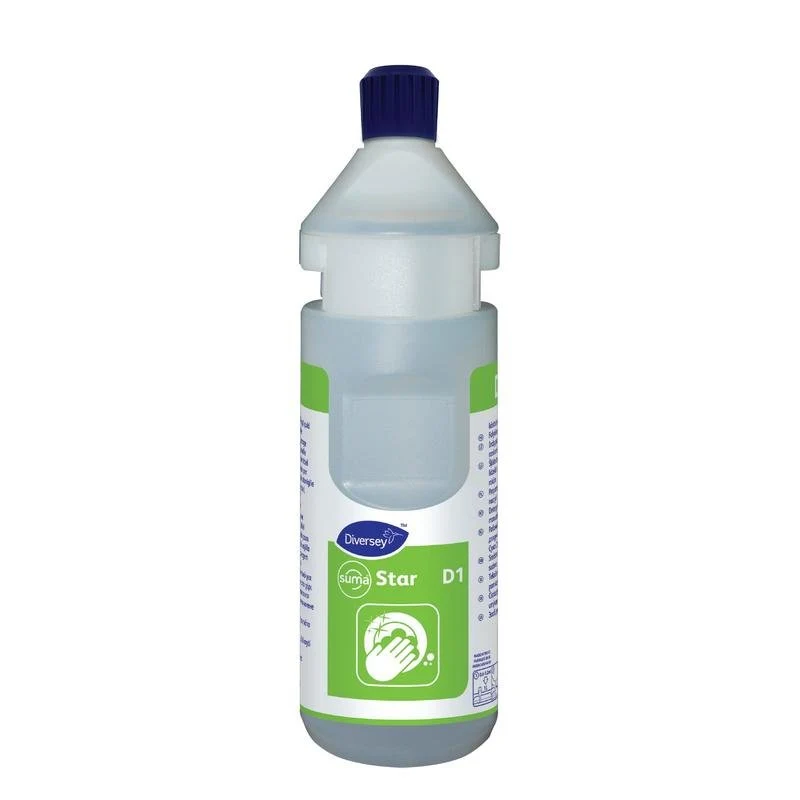 Flaschenkit Suma Star-plus D1 plus, Nachfüllflasche inkl. Spenderband, passend für Divermite und DQFM (0,75l) | Karton (6 Flaschen)