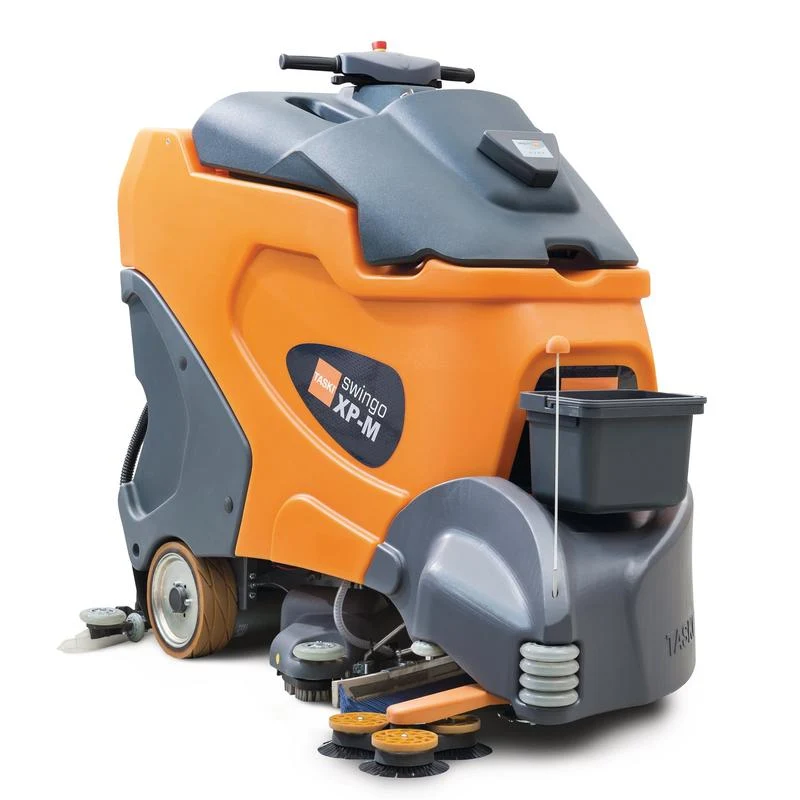 TASKI swingo XP-M Intellisweep – Akku-Scheuersaugmaschine mit mikro-rotierender Bürste, 4x 6V-180Ah Batterien & Ladegerät, für große Flächen | Packung (1 Stück)
