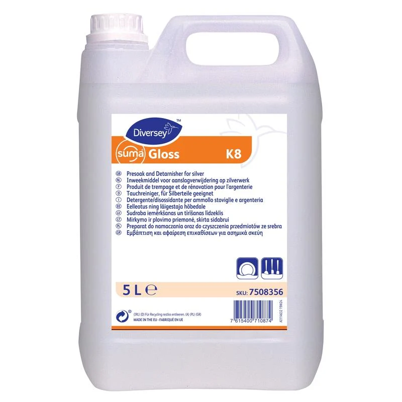 Suma Gloss K8, Flüssiger Bestecktauchreiniger, für Silberteile geeignet | Kanister (5 l)