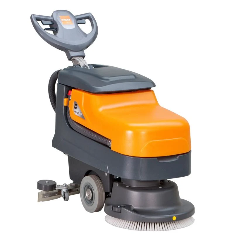 TASKI swingo 455 B BMS, Kompakte und wendige Scheuersaugmaschine, für kleine und überstellte Flächen, batteriebetrieben mit integriertem Ladegerät inkl. 2 Stück Batterie 12 V–50 Ah | Packung (1 Stück)