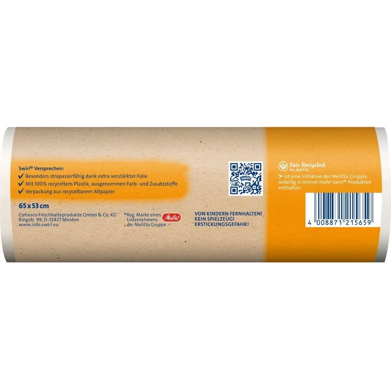Swirl Tragegriff-Müllbeutel 35 l Reißfest & Dicht | Rolle (15 Beutel)