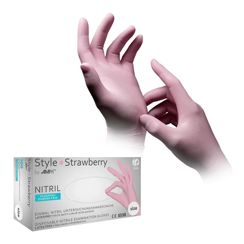 AMPri STYLE STRAWBERRY Nitrilhandschuhe puderfrei by MED-COMFORT, Rosa