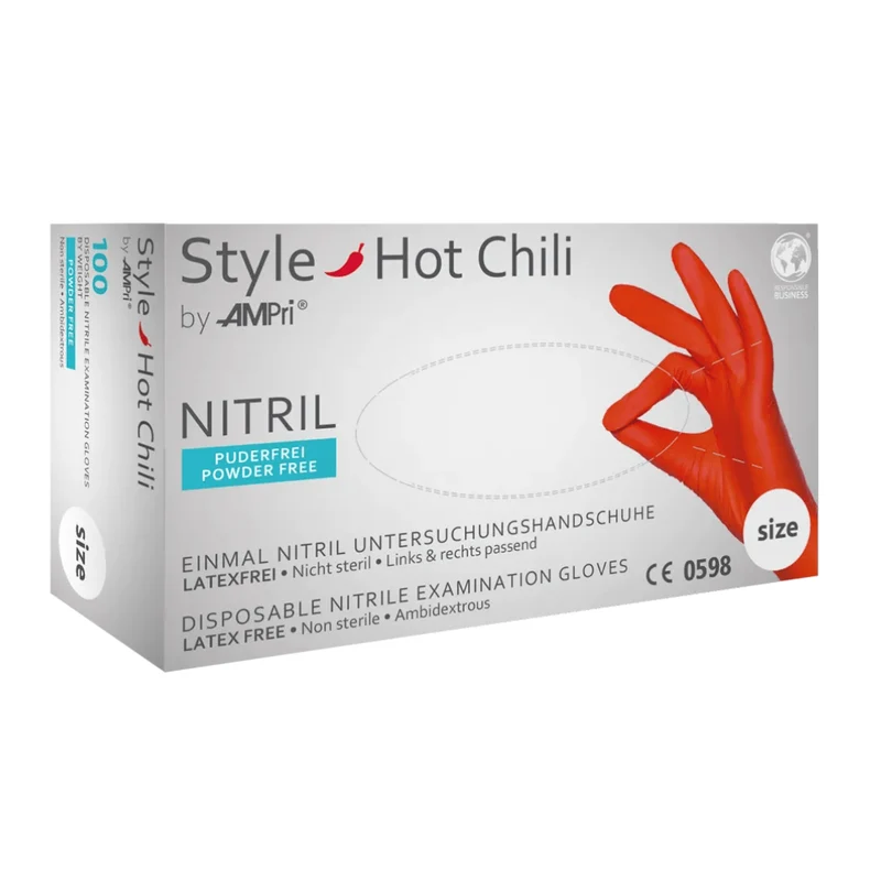 AMPri STYLE HOT CHILI Nitrilhandschuhe puderfrei by MED-COMFORT, Rot