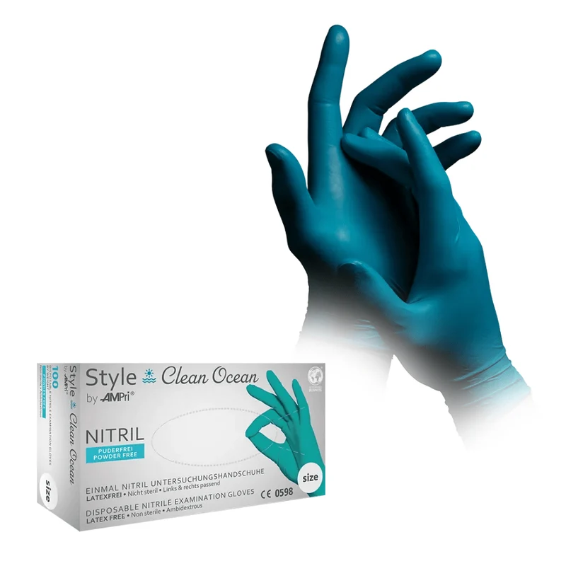 AMPri STYLE OCEAN Nitrilhandschuhe puderfrei by MED-COMFORT, Ozeangrün