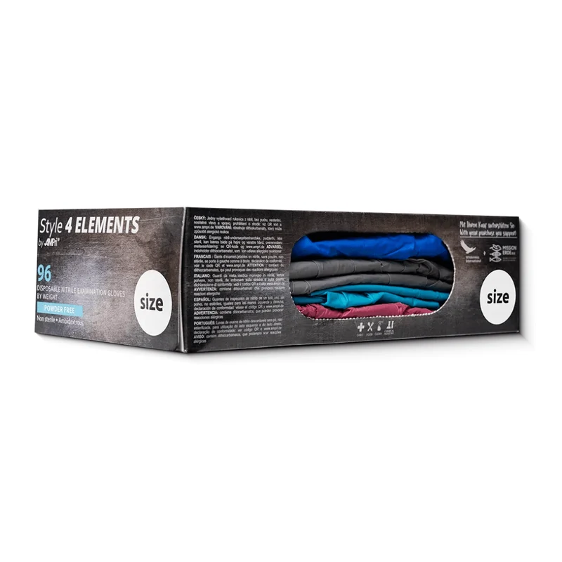 AMPri STYLE 4 ELEMENTS Nitrilhandschuhe puderfrei, Farbenmix