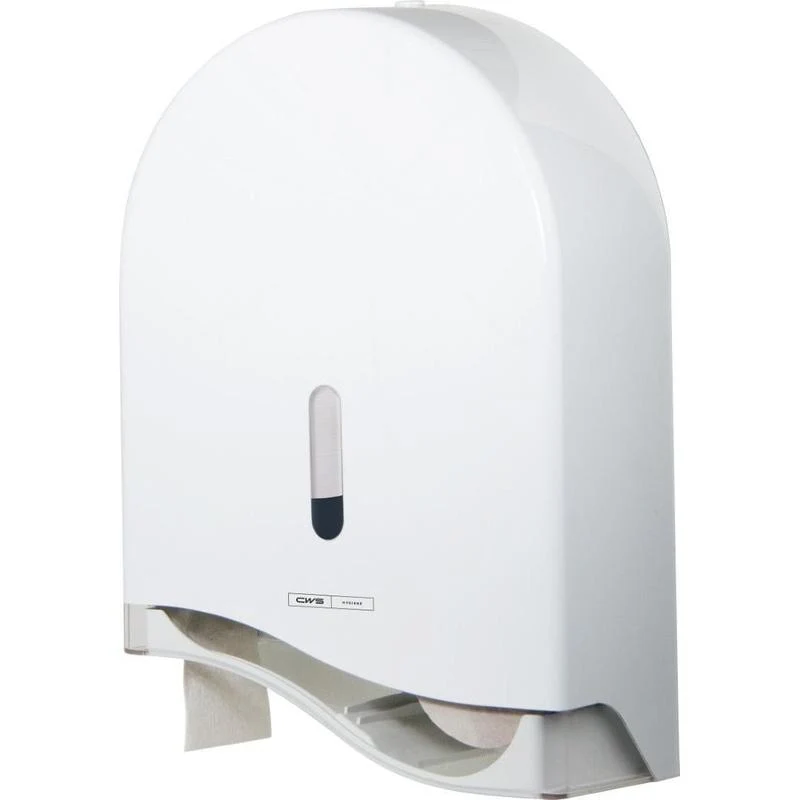 CWS ParadiseLine Großrollen-Toilettenpapierspender TPS Superroll, Panel Weiß - mit Schloss | 1 Stück