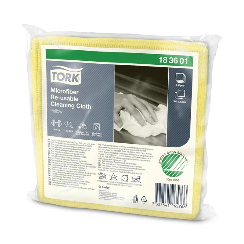Tork Mikrofaser wiederverwendbare Reinigungstücher, verschiedene Farben | Karton (8 Packungen)