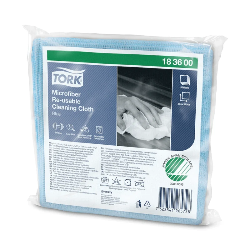 Tork Mikrofaser wiederverwendbare Reinigungstücher, verschiedene Farben | Karton (8 Packungen)