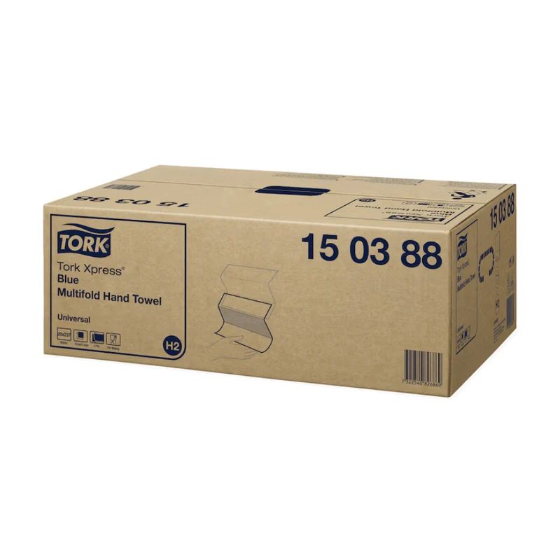 Tork Xpress® 150388 blaues Multifold-Handtuch Universal H2 2-lagig | Karton (20 Packungen)