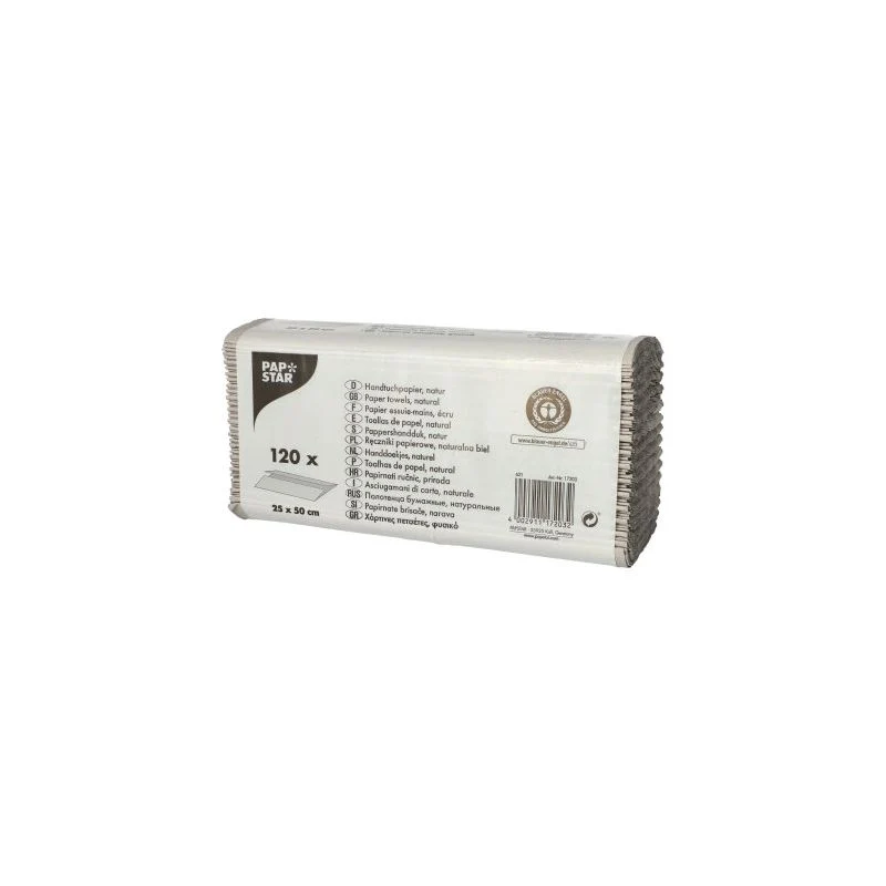 PAPSTAR Handtuchpapier C-Falz, 50x25 cm, natur, 1-lagig | Packung (120 Blätter)