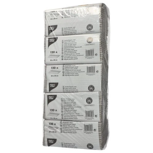 PAPSTAR Handtuchpapier C-Falz, 50x25 cm, natur, 1-lagig | Packung (120 Blätter)