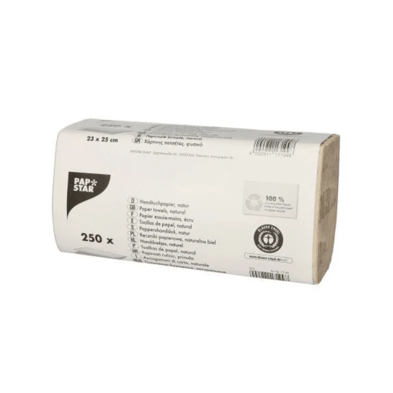 PAPSTAR Papierhandtücher Zick Zack, 25x23 cm, 1-lagig, natur | Packung (250 Blätter)