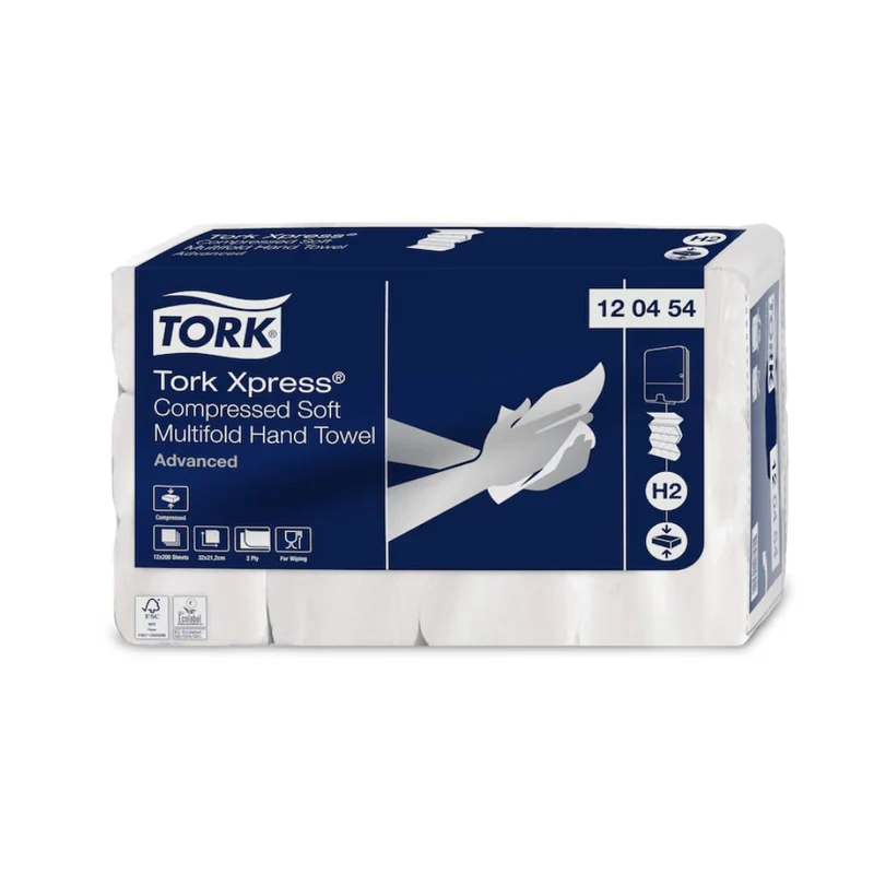 Tork Xpress® 120454 Komprimierte Weiche Multifold-Handtücher Advanced H2 2-lagig | Karton (12 Packungen)