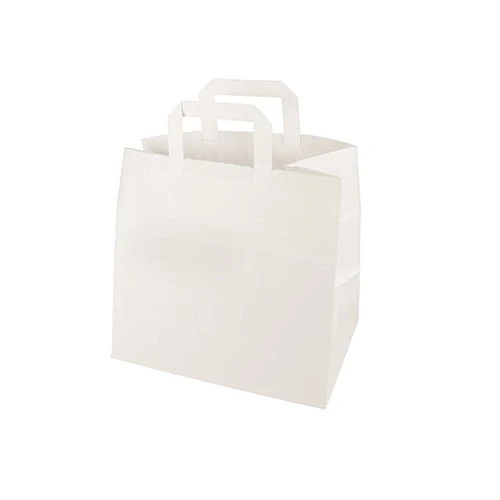 PAPSTAR Tragetaschen Papier, 25x26x17 cm, weiß mit Tragegriff | Packung (1 Stück)
