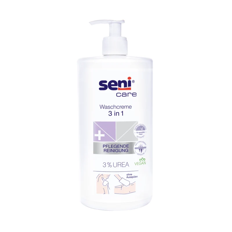Seni Care Waschcreme 3 in 1 mit 3% Urea - 1000 ml | Packung (1 l)