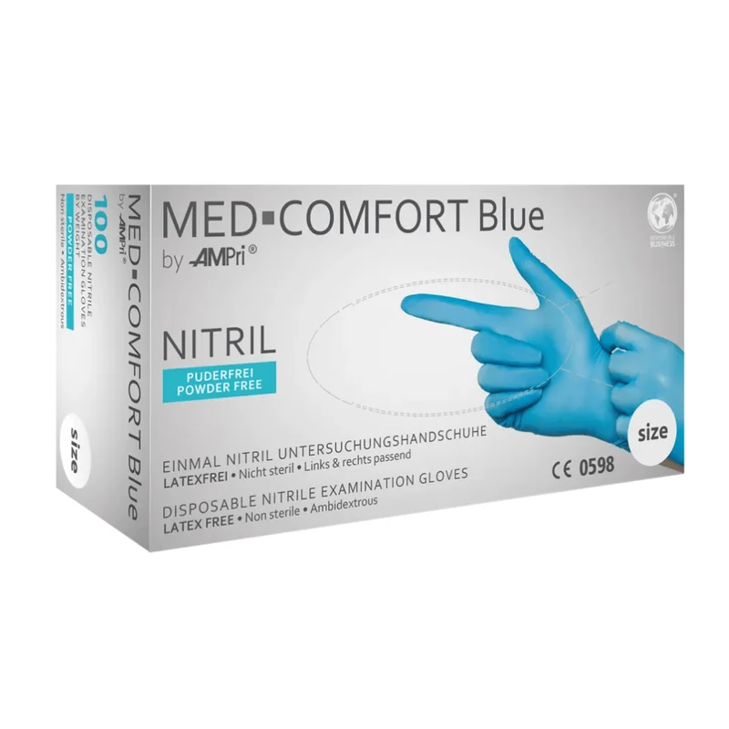 AMPri MED-COMFORT BLUE Nitrilhandschuhe puderfrei, Blau